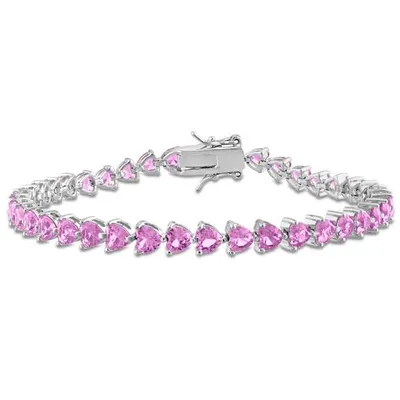 Julianna B Sterling Silver Created Pink Sapphire Bracelet 7.5