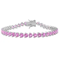 Julianna B Sterling Silver Created Pink Sapphire Bracelet 7.5