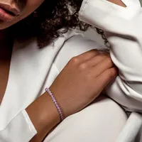 Julianna B Sterling Silver Created Pink Sapphire Bracelet 7.5