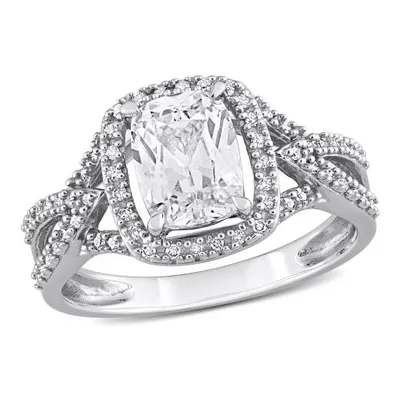 Julianna B 10K White Gold Created Sapphire and Diamond Ring