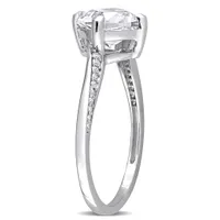Julianna B 10K White Gold Created Sapphire and Diamond Ring