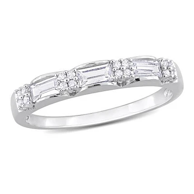 Julianna B 10K White Gold Created Sapphire and Diamond Eternity Ring
