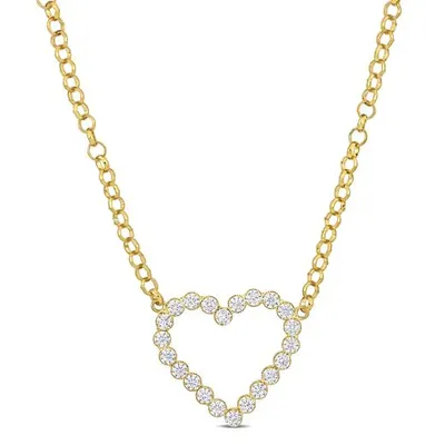 Julianna B Sterling Silver 18K YG Plated Cubic Zirconia Heart Necklace