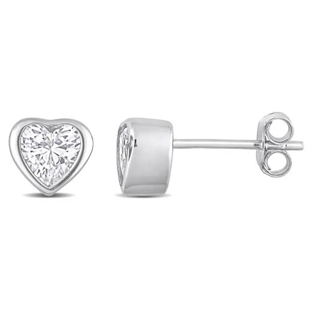 Julianna B Sterling Silver Cubic Zirconia Heart Stud Earrings