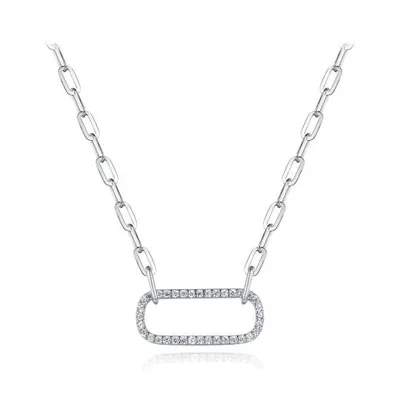 Sterling Silver Cubic Zirconia 19" Paperclip Necklace