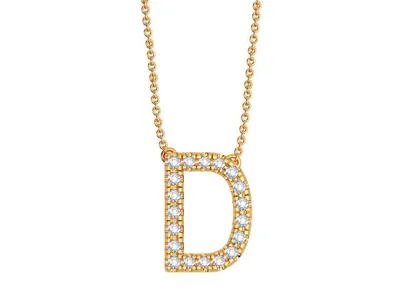 Bella Moda 10K Yellow Gold 0.11CTW Diamond Initial "D" Necklace