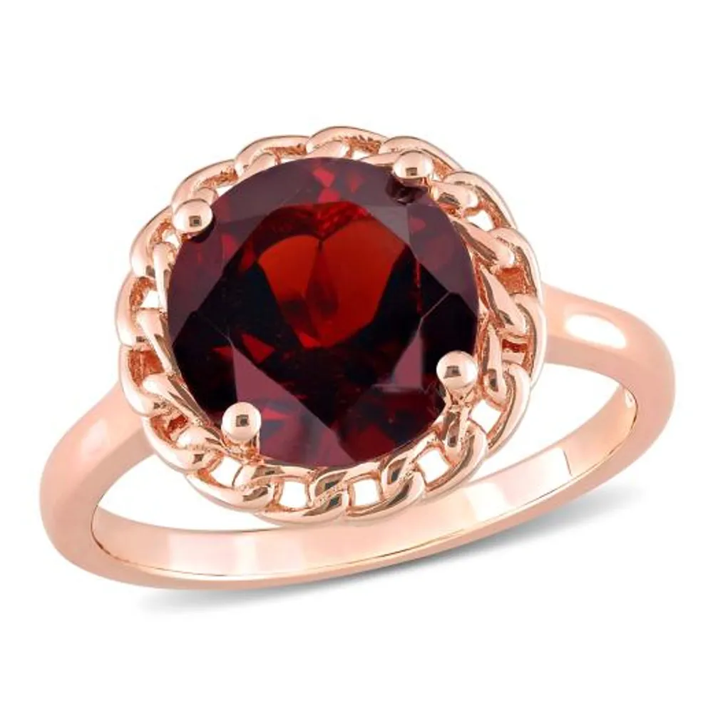 Julianna B Sterling Silver Rose Plated Garnet Ring