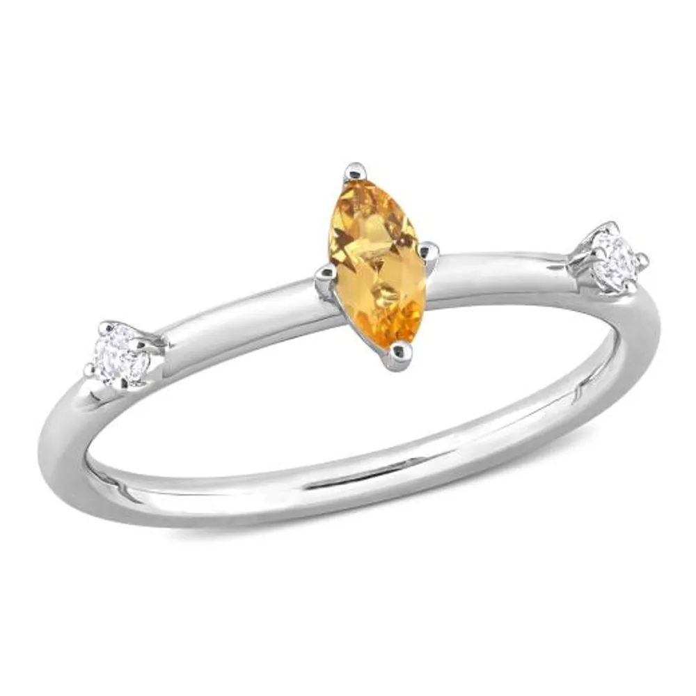 Julianna B Sterling Silver Citrine and White Topaz Ring