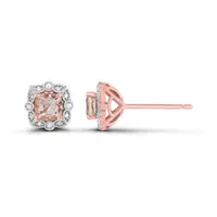 10K Rose Gold Morganite and Diamond Earrings