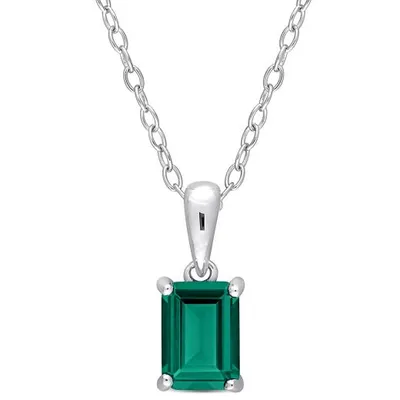 Julianna B Sterling Silver Created Emerald Pendant