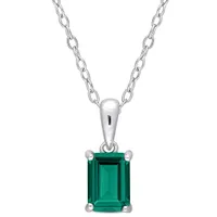 Julianna B Sterling Silver Created Emerald Pendant