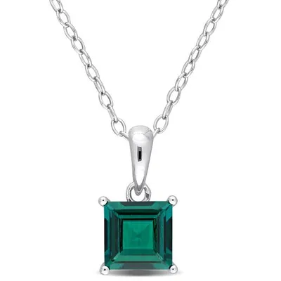 Julianna B Sterling Silver Created Emerald Pendant