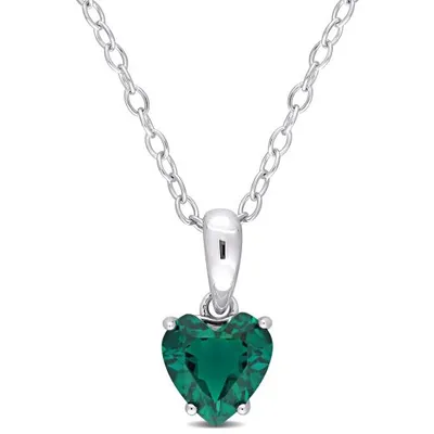 Julianna B Sterling Silver Created Emerald Pendant