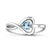 Sterling Silver Aquamarine Infinity Heart Ring