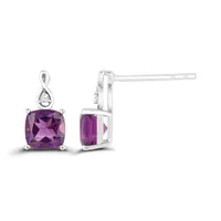 10K White Gold Amethyst and Diamond Infinity Earrings