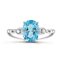 10K White Gold Swiss Blue Topaz and Infinity Ring
