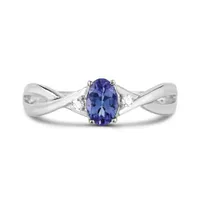 10K White Gold Tanzanite and Diamond Ring