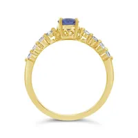10K Yellow Gold Tanzanite and White Sapphire Ring