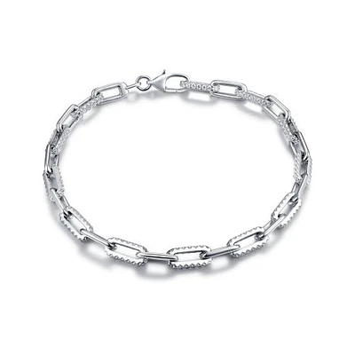 Sterling Silver Cubic Zirconia Paperclip Link Bracelet