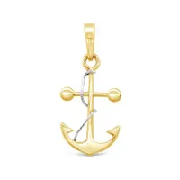 10K Yellow & White Gold Anchor Pendant (Chain Not Included)