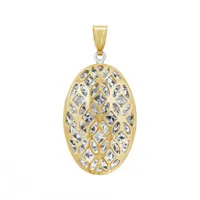 10K Yellow & White Gold Oval Open Pendant (Chain Not Included)