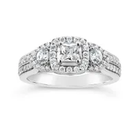 14K White Gold 1.00CTW Diamond Three-Stone Ring