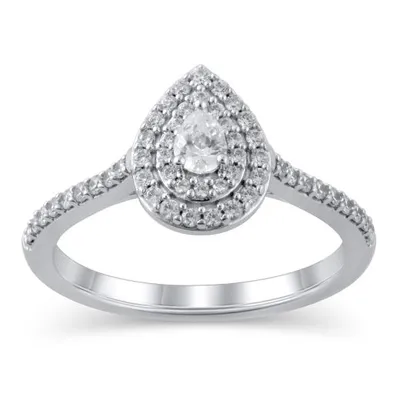 10K White Gold 0.62CTW Pear Shaped Diamond Bridal Set