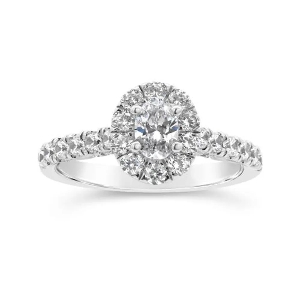 Jenny Packham 18K White Gold Lab Grown 1.25CTW Oval Diamond Bridal Ring