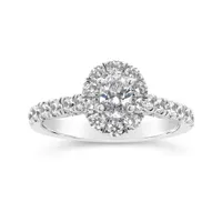 Jenny Packham 18K White Gold Lab Grown 1.25CTW Oval Diamond Bridal Ring