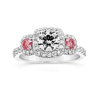 Jenny Packham 18K White Gold Lab Grown 1.75CTW & Pink Diamond Bridal Ring