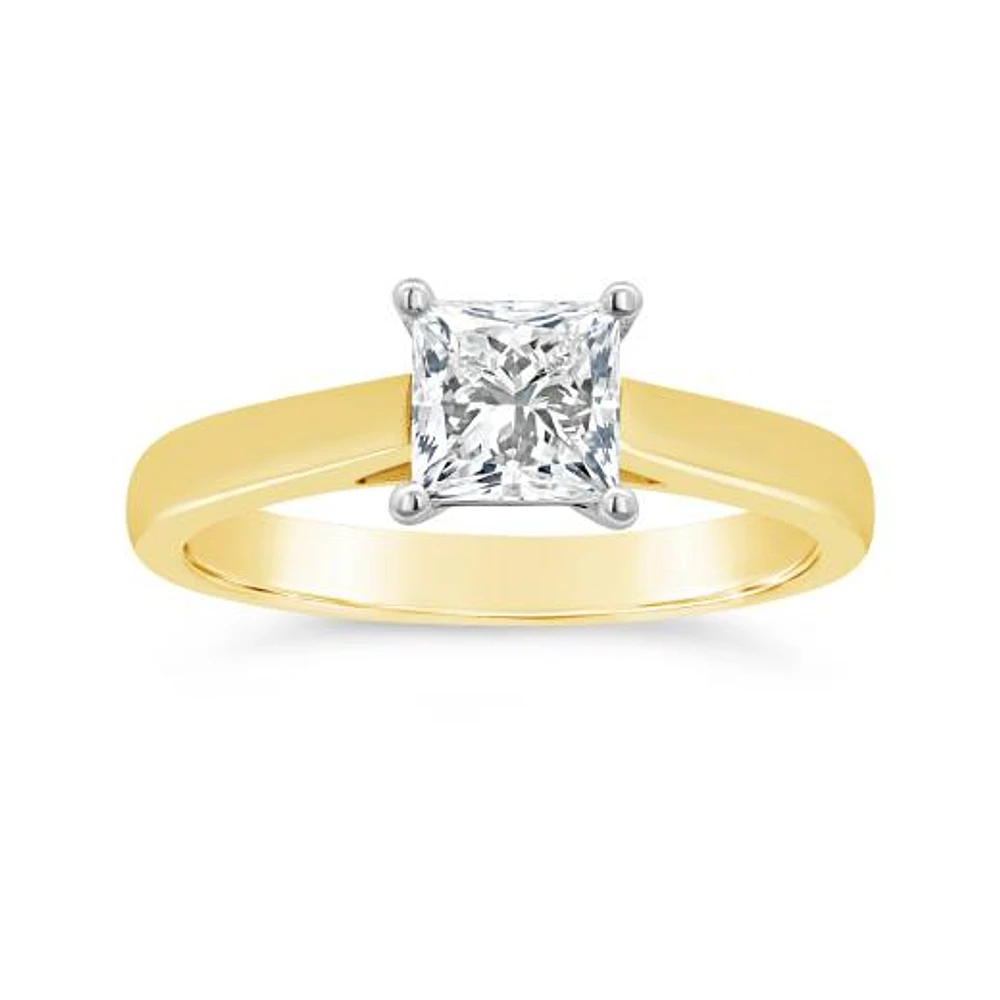 New Brilliance 14K Yellow Gold Lab Grown 1.00CT Princess Cut Diamond Ring