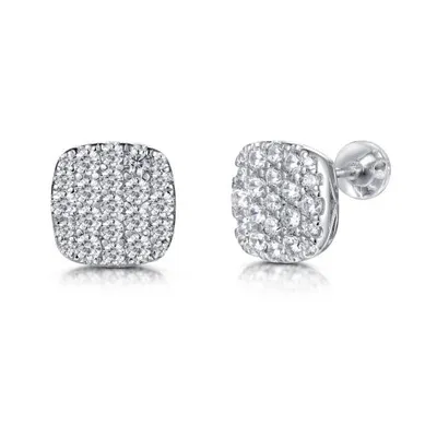 Sterling Silver Cubic Zirconia Pave Stud Earring