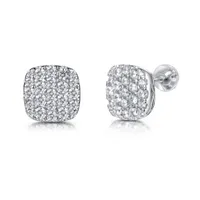 Sterling Silver Cubic Zirconia Pave Stud Earring