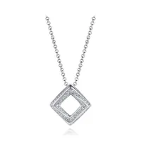 Sterling Silver Cubic Zirconia Square Twisted 19" Pendant