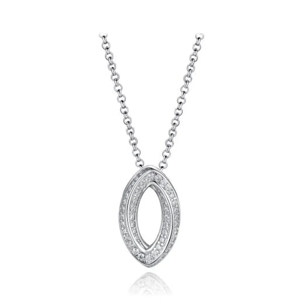 Sterling Silver Cubic Zirconia Marquise Twisted 19" Pendant