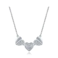 Sterling Silver Cubic Zirconia Triple Heart 19" Necklace