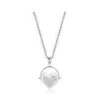 Sterling Silver Cubic Zirconia Spinning Heart 19" Pendant