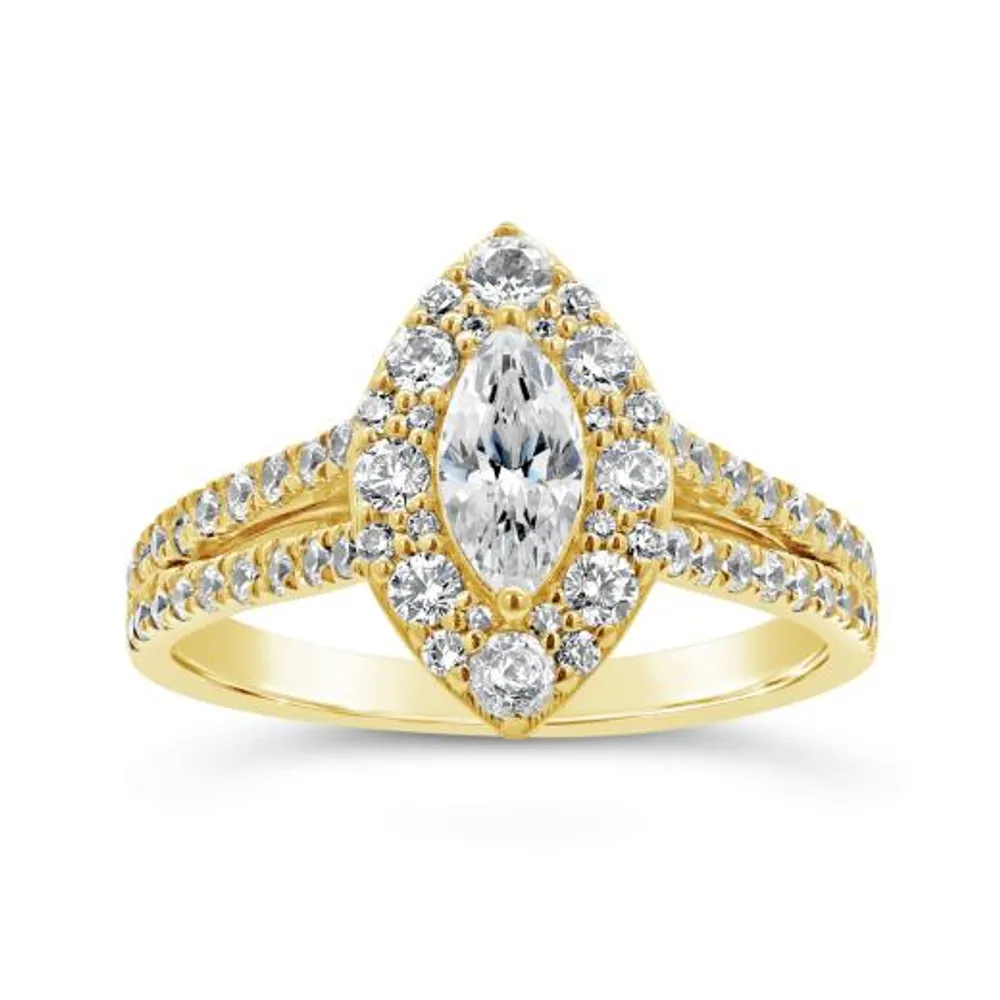 My Diamond Story 14K Yellow Gold Canadian 1.50CTW Marquise Bridal Ring