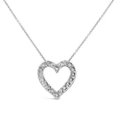 Sterling Silver 0.10CTW Diamond Heart Pendant