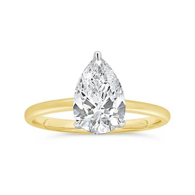 New Brilliance 14K Yellow Gold Lab Grown 2.08CTW Pear Cut Diamond Ring