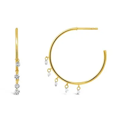 Brevani 14K Yellow Gold 0.78CTW Diamond Dangle Hoop Earrings