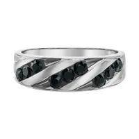 Sterling Silver Black Sapphire Men's Band