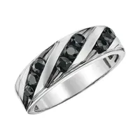 Sterling Silver Black Sapphire Men's Band