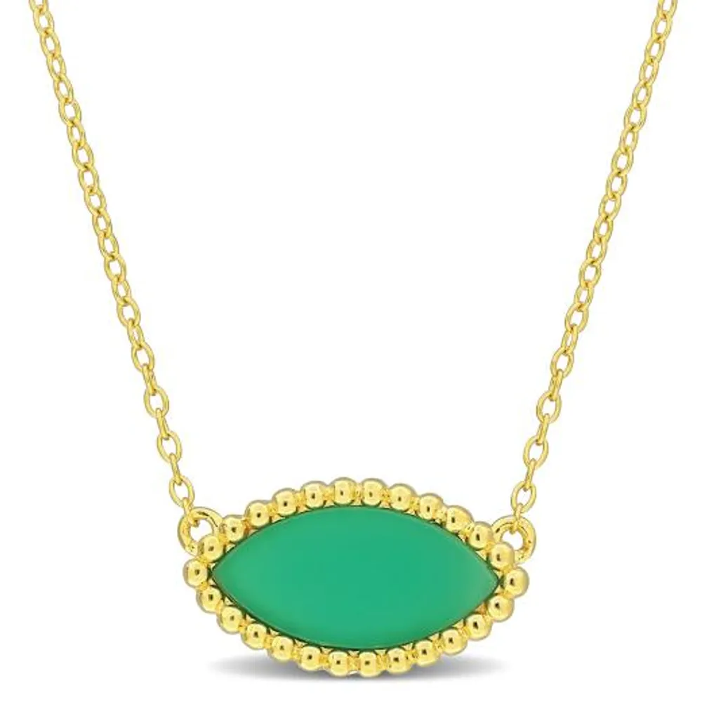 Julianna B Yellow Plated Sterling Silver Green Chalcedony Necklace
