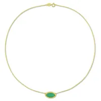Julianna B Yellow Plated Sterling Silver Green Chalcedony Necklace