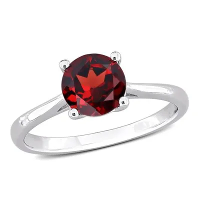 Julianna B Sterling Silver Garnet Solitaire Ring