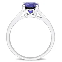 Julianna B Sterling Silver Created Blue Sapphire Solitaire Ring