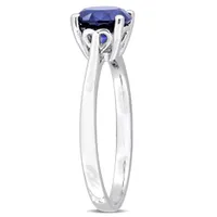 Julianna B Sterling Silver Created Blue Sapphire Solitaire Ring