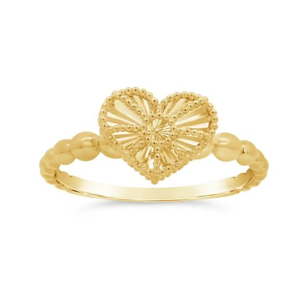 10K Yellow Gold Heart Ring