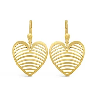 10K Yellow Gold Heart Drop Earrings